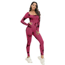 Ribbed Long Sleeve Sport Jumpsuits Women Tie Dye Yoga Jumpsuits Workout Bodycon Seamless Ribbed Yoga Workout Jumpsuit Romper