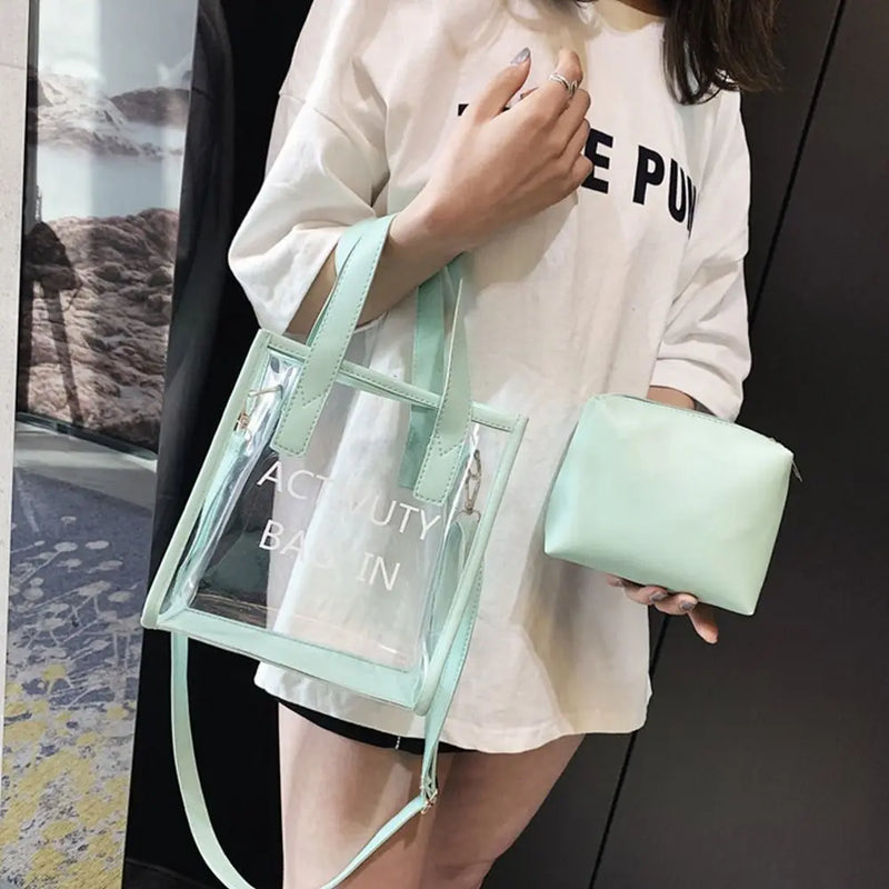 Fashion PVC Jelly Bag Women Transparent Handbags Summer Beach Clear Shoulder Bags Trendy Casual Crossbody Bags