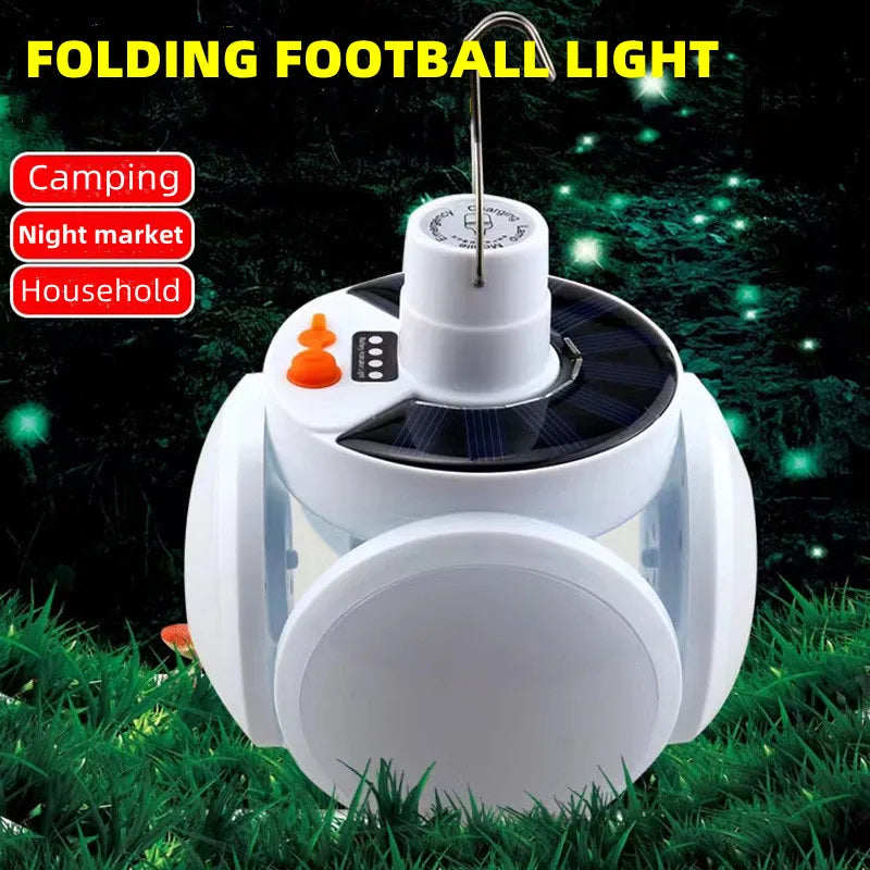 Solar Football Lamps Rechargeable Foldable Night Market Bulb Lights Emergency Lighting Outdoor Camping Energy-saving Lights