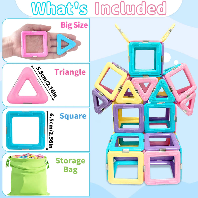 Magnetic Building Block Set, STEM Toy, Magnetic Tiles, Education Magnet Toy, Building Block Gift, Christmas Gift Easter Gift