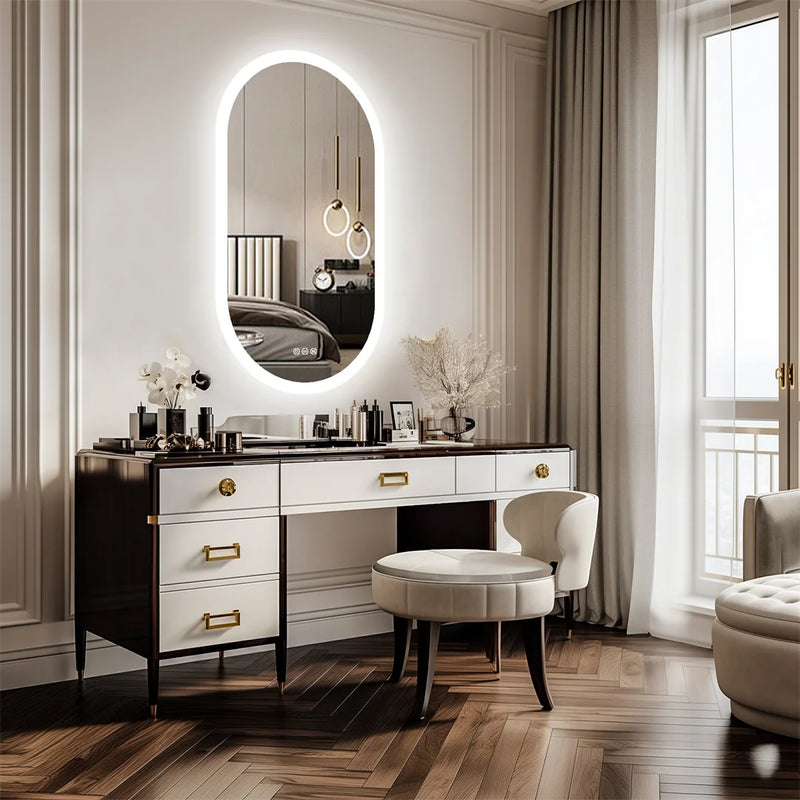 LUVODI Backlit Lighted Bathroom Mirror LED Bedroom Vanity Mirror Salon Mirror with Touch Sensor Dimming Defog IP44