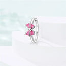 New Valentine's Day Rings Sweet Pink Zircon Princess Bows Size 7-9 For Women 925 Silver Ring Romantic Fine Jewelry Birthday Gift