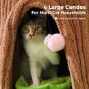 Large Cat Tree with 4 Spacious Condos Thick Scratching Post Flower Top Bed Tall Cat Tower for Indoor Luxury Cat House Bed Toys