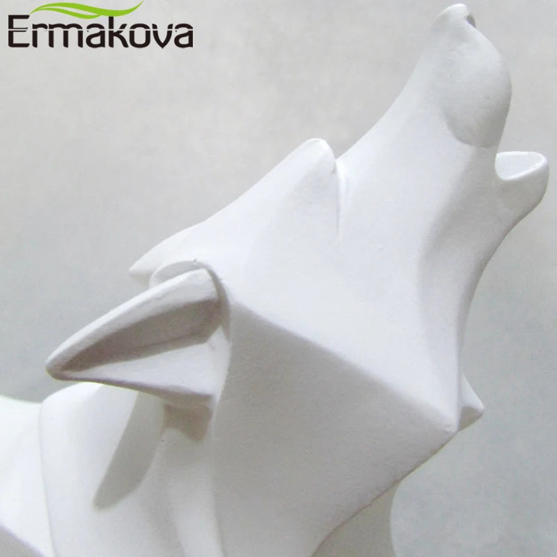 ERMAKOVA Wolf Statue Modern Abstract Geometric Style Resin Wolf Animal Figurine Office Home Decoration Accessories Gift