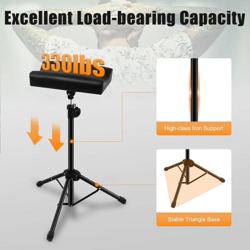 Tattoo Armrest Stand Rest Leg Rest Tattoo Tripod Stand Chair Height Adjustable 180-360° Rotatable Armrest Leg Wrist Holder