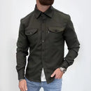 Casual Long-Sleeved Shirt Jacket Men'S Autumn And Winter New American Street Fashion Solid Color Workwear Men'S Shirt