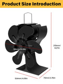 6leaf fireplace fan,winter warm home efficient heat distribution Winter fireplace fan Hot blast stove fan ecological quiet black