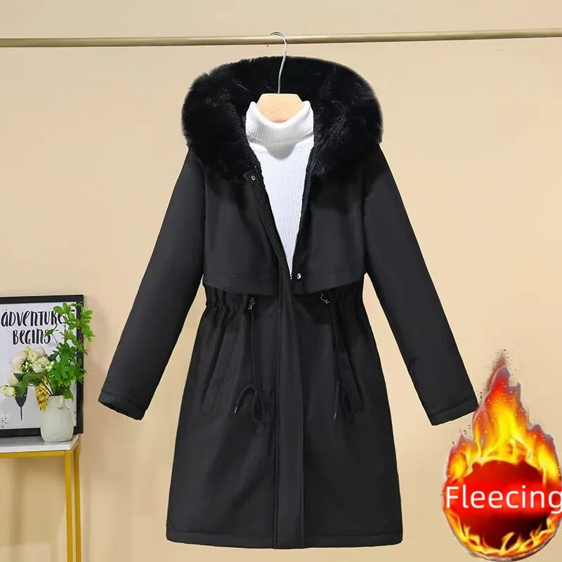 New In Coats & Jackets Women's Winter Padded Jacket Loose Casual Outerwears Fleece Hodded Windbreaker Elegant Office Lady's Coat