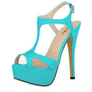 2026 New Women Sandals 14cm Sexy T-Strap Peep Toe Platform Summer Red Wedding Shoes Patent Leather Thin High Heels Big Size 44