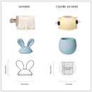 Nicole Candle Jar Silicone Molds for Concrete DIY Hoppy Bunny - Eared Easter Egg Storage Vessel Cement Mould Easter Gift Tools