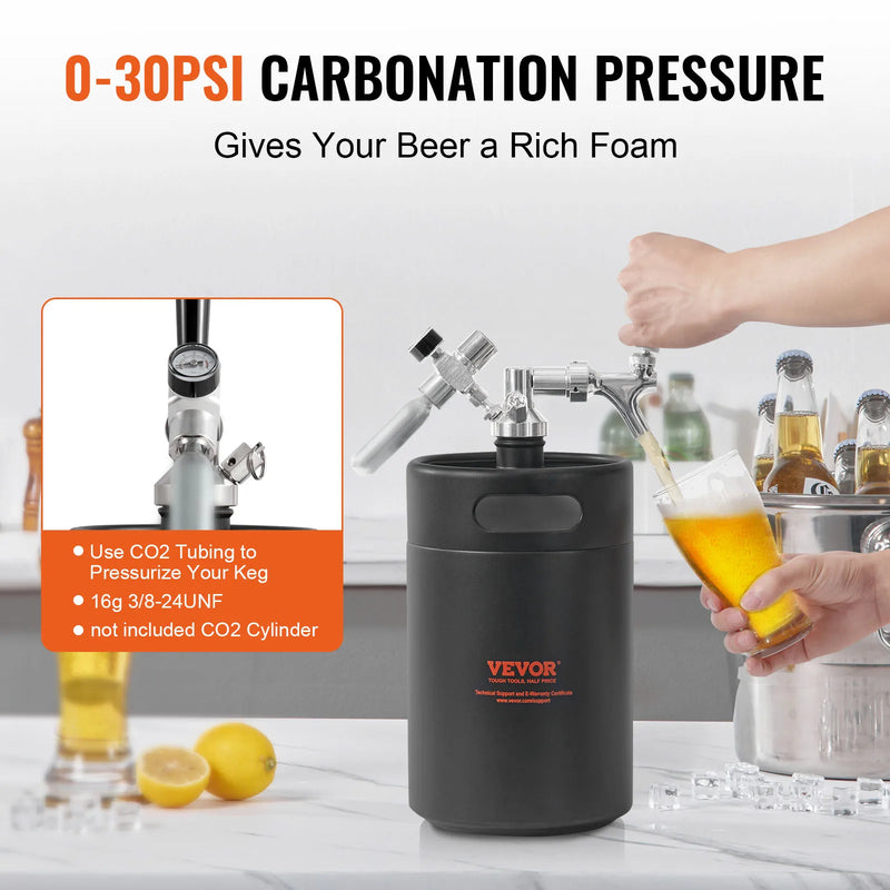 SucceBuy Beer Growler Tap System Keg Growler with Pressure Display CO2 Regulator Faucet Leak-Proof Ring For Draft Homebrew