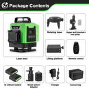 HGLINE 16 Lines Laser Level 4D 360° Horizontal Vertical Cross Laser Level 2pcs 6000mAh Li-ion Battery Automatic Leveling Tool