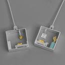 INATURE Cat at Home 925 Sterling Silver Fashion Square Geometric Big Drop Earrings for Women Creative Jewelry