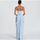 The Aurelian | Butter Yellow Mesh Strapless Pleated Evening Gown
