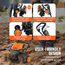 VEVOR 12 Amp Electric Tiller, 18" Tilling Width 3.94" Tilling Depth Corded Electric Tiller/Cultivator, Steel Mn Tines, Rototille