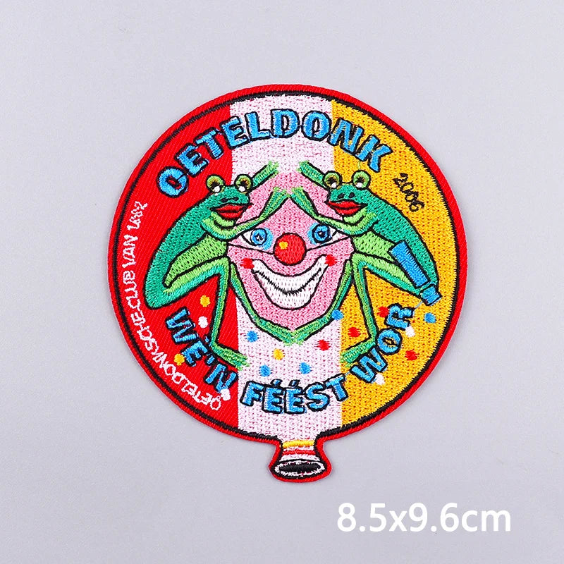 2024 Netherland Oeteldonk Emblem Embroidery Patches For Clothes Carnival Frog Iron On Patch Thermoadhesive Patch For Gift DIY