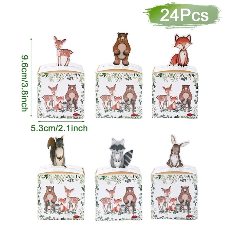 Jungle Animal Candy Boxes Safari Birthday Party Decoration Kids Gift Packaging Box Wild One Baby Shower Decor Supplies Box Bag