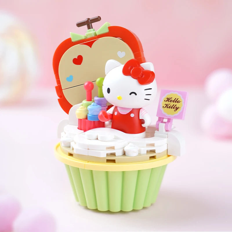 Original Keeppley Sanrio Kuromi My Melody Building Block Hellokitty Cartoon Cake Series Assembly Toys Cinnamoroll Boy Girls Gift