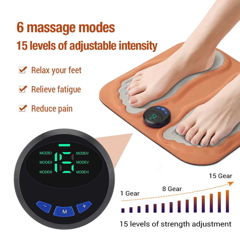 TENS Microcurrent 3D Foot Massager Pad Foldable Accupressure Mat Muscle Electroestimulador Physiotherapy Foot Helper Relaxation