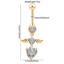 KUNIU 1pc Cute Fashion Angel Wings Heart Shape Zircon Belly Ring Women's Fit Piercing Body Jewelry