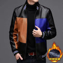 2024 Winter New PU Leather Men's Jackets Winter Fake Fur One Jacket Thickened Warm Turn Collar Coat Men's Padded Leather Jacket