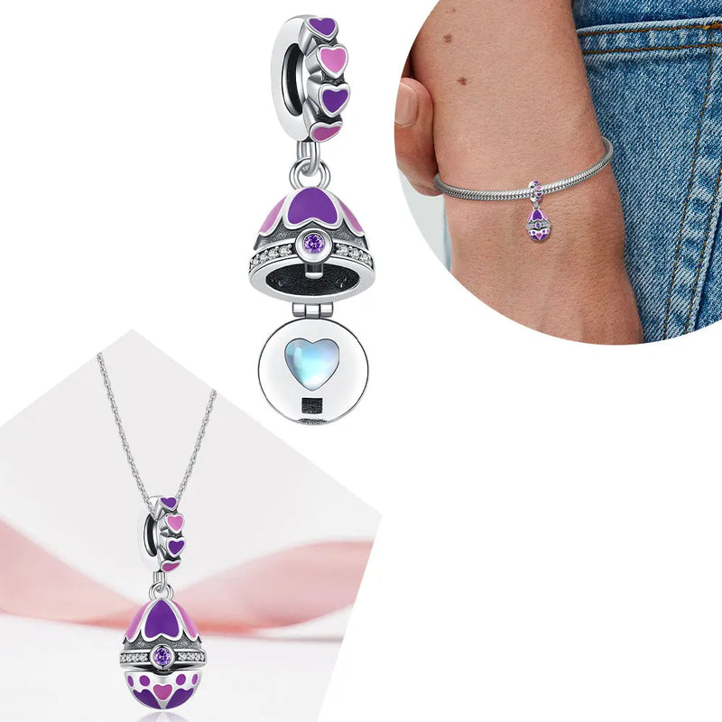 Hot Original Pendant S925 Sterling Silver Rabbit Charm Fit 3mm Bracelet Diy For Women Classic Easter egg beads Daily Gift Fine