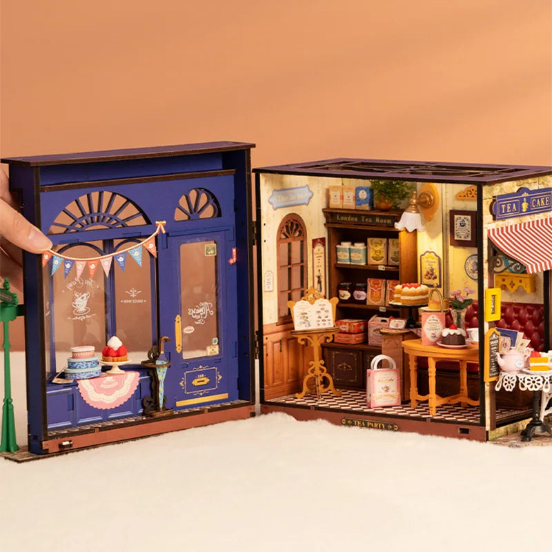 Robotime Rolife Leisure Time Tea Room DIY Miniature Dollhouse Kit Crafts Hobbies Amazing Gift for Women Children DG171
