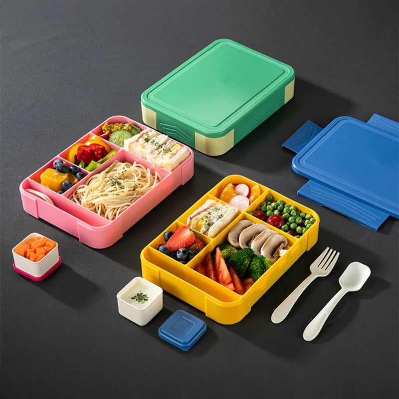 1300 Ml Lunch Box With Compartments Children Leak-Proof Bento Box Nursery And School Sealed Fruit Box Microwave Heating