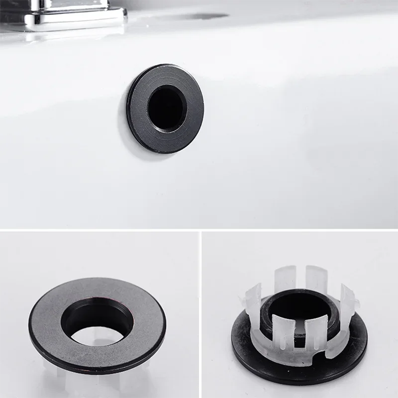 Bathroom Basin Faucet Sink Overflow Cover Brass Six-foot Ring Insert Replacement Hole Cover Cap Chrome Trim Bathroom Accessories