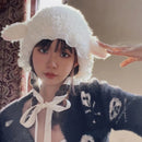 Cute Lolita Beanie Hat Easter Christmas Little Lamb Ears Hat Costume Party Cosplay Small Ear Cap Earflap Hat