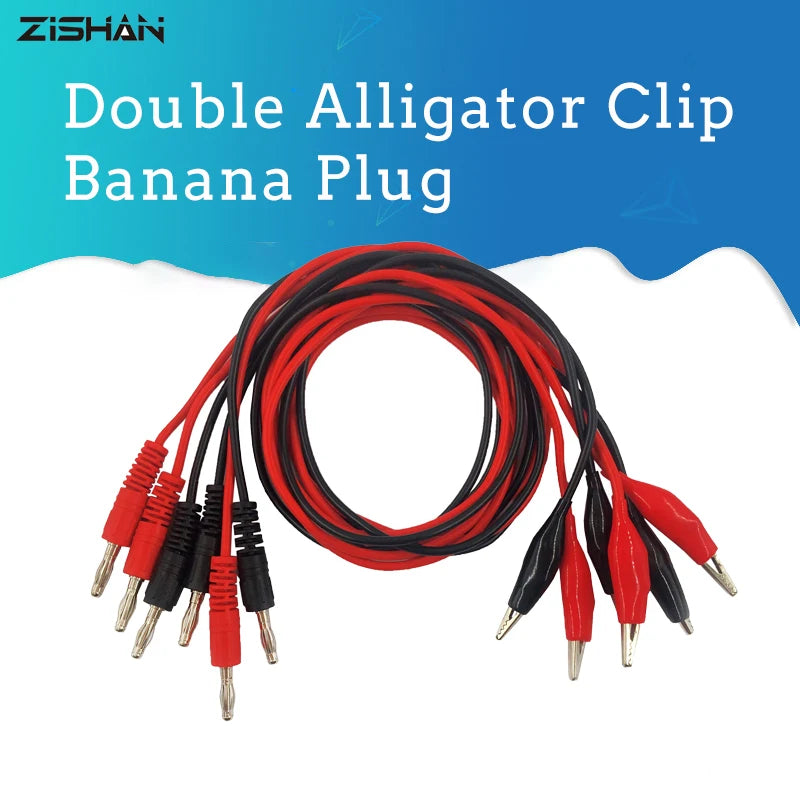 ZIShan 1M Alligator Cilp to Banana Plug Test Cable Lead Connector Dual Tester Probe Crocodile Clip for Multimeter Measure Tool