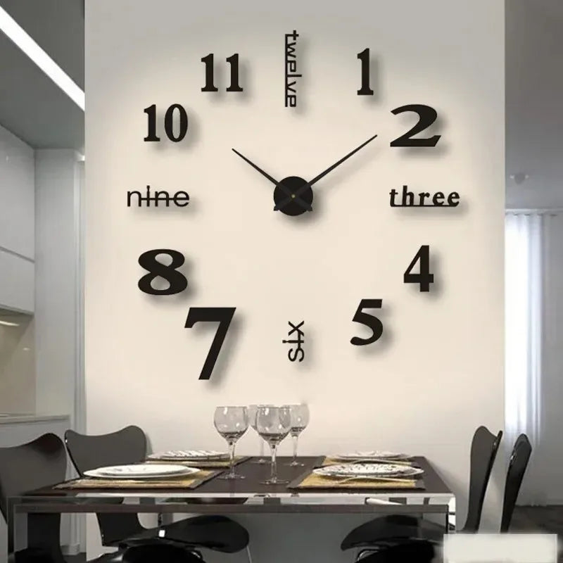 1pc Large Wall Clock DIY Clocks Fashion Watches Acrylic Mirror Stickers Modern Design Living Room Home Decor Horloge