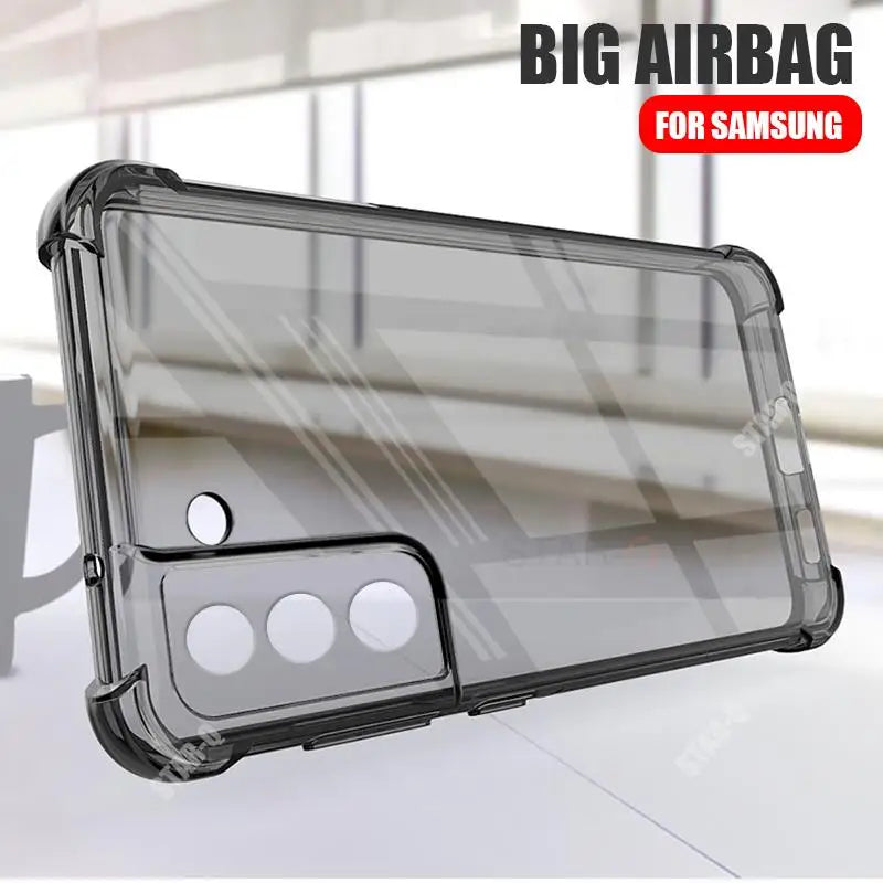 S 22 21 Airbag black Clear Case For Samsung Galaxy S21 FE S22 Plus S23 Ultra 5G 2022 Shockproof Transparent Soft Silicone Cover