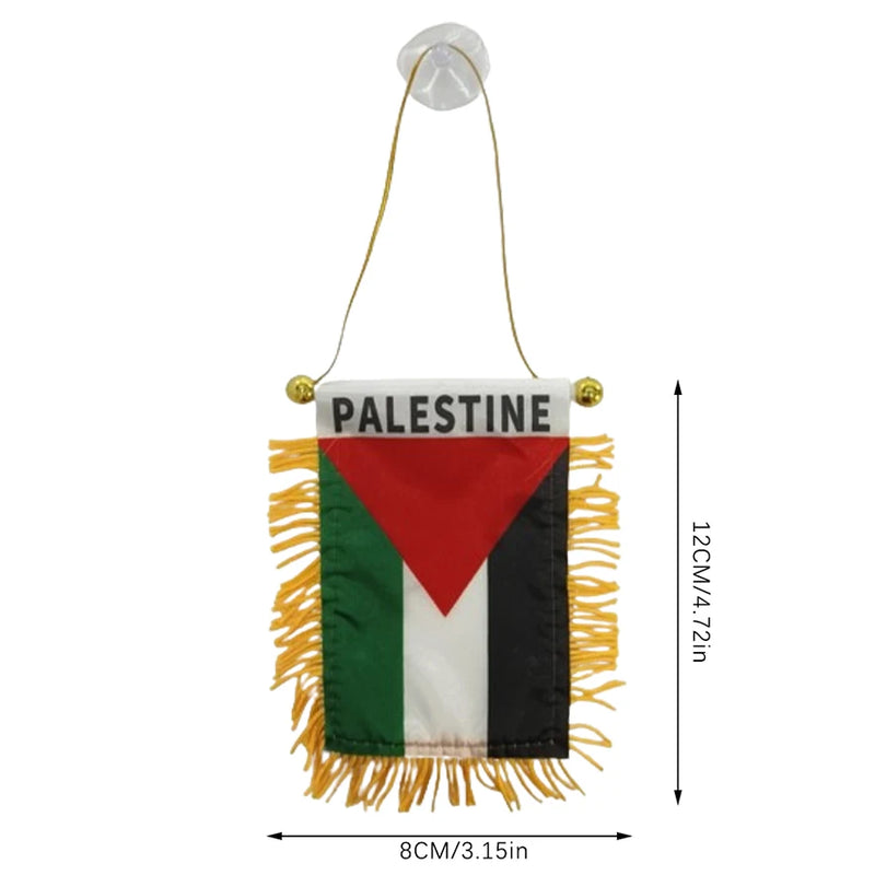 1Pcs Palestine Small Hanging Flag Double Sided Tassel With Sucking Disc Car Decoration Hanging Flag Mini Pennant