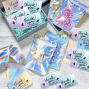 570 Pcs Laser Thank You Business Cards Stickers Kit, Include 50pcs Business Card 500pcs Thank You Stickers 20pcs Resealable Pack