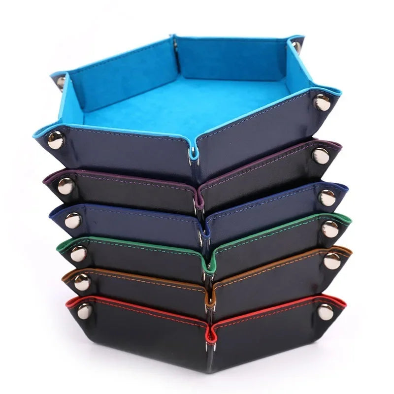 7 Kinds Colors leather Fabric Felt Folding Square Dice Tray Portable Quadrilateral Dice Box For Board Games Dice Storage 25*25cm