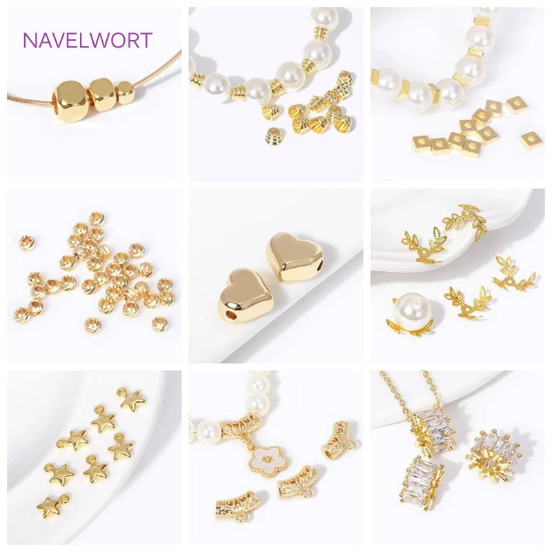 Wholesale 18K Gold Plated Brass Flat Square Spacer Beads Separators For Jewelry Making DIY Bracelets Necklace Beading Supplies