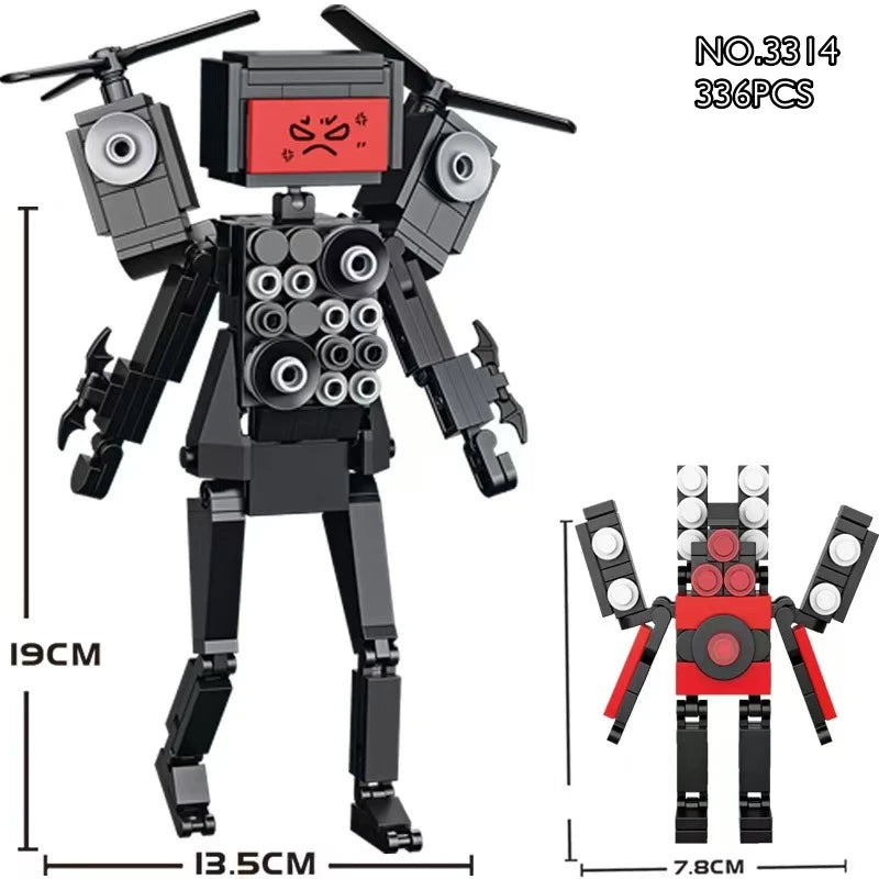 MOC Dark Tv Man Plus Skibidi Toilet Man Building Blocks Toys Titan Clock Man Female Model Diy Gift Toys For Children Kids