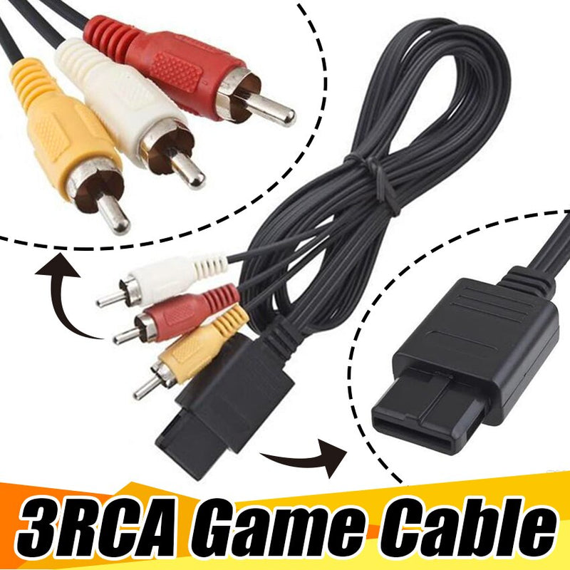 180cm 6ft AV TV 3 RCA Video Cord Cable For SNES Game Cube / N64 for Nintendo 64 100pcs