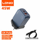 LDNIO Gan 100W Fast Charge Charger Type-C 65W 45W UK EU US Plug USB Multi-Port Fast Charging Station for MacBook iPhone Xiaomi