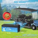 48V 100Ah LiFepo4 Battery with 200A Bluetooth BMS, 10 Years-Lifetime, Perfect for Golf Carts, Boat, Trolling Motor, Lawn Mower