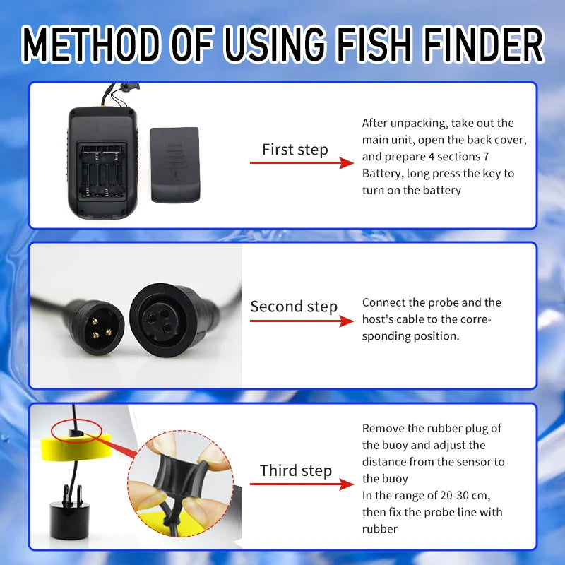 Erchang Portable Fish Finder Fishing Sonar Sounder Alarm Transducer Fishfinder Fishing Echo Sounder