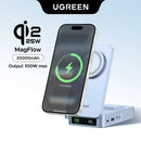 UGREEN 100W Magnetic Power Bank 20000mAh Portable PD 2-IN-1 Wireless Fast Charging PowerBank for MagSafe Qi2 25W Power Station