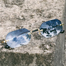 Randlose Rechteck Sonnenbrille Klein Herren Brille Damen Metall Gold Polygon Blau Shades 2022 UV400 Rahmenlos