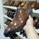 Luxuriöse italienische Leder-Abendschuhe für Herren, modisch, kariert, zum Schnüren, Schwarz Braun, Hochzeit, Büro, formelle Oxford-Schuhe für Herren