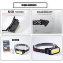 Portable Powerful LED Headlamps 4 Modes USB Rechargeable COB Headlight with Red Light Waterproof Night Fishing Head Lamp Torch