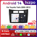 Hizpo 2Din 9inch CarPlay Android Auto Car Radio for Toyota Yaris 2005 - 2012 Navigation GPS RDS DSP BT 4G SWC UI7862 Headunit