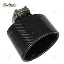EPLUS Gloss Carbon Fiber Auspuffblende Endrohr Auspuffdüse Dekoration Universal Edelstahl Schwarz Oval 150mm Neigung Links Rechts