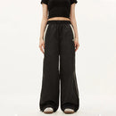 Women Casual Wide Leg Cargo Pants Drawstring Solid Streetwear Elastic Waist Sweatpants Loose Y2K Joggers Hip Hop Baggy Trousers