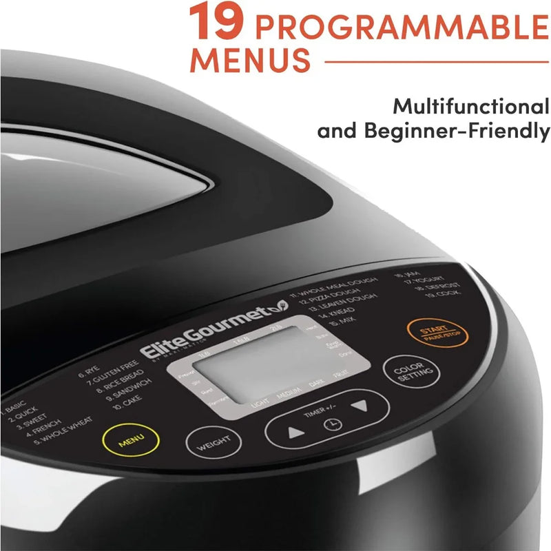 EBM8103B Programmable Bread Maker Machine 3 Loaf Sizes, 19 Menu Functions Gluten Free White Wheat Rye French and more